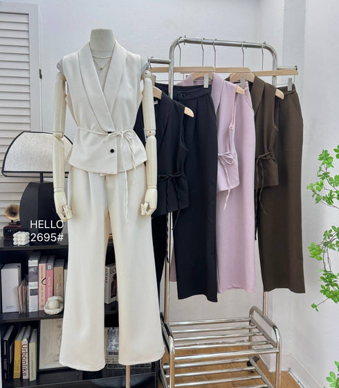 HELLO FASHION Sleeveless Vest With Trousers Sets